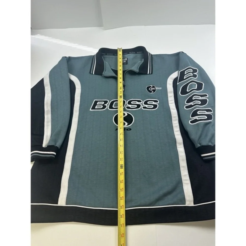 Vintage 90s Boss IG Design‎ Shirt Quarter Zip Sweater Embroidered Size XXL